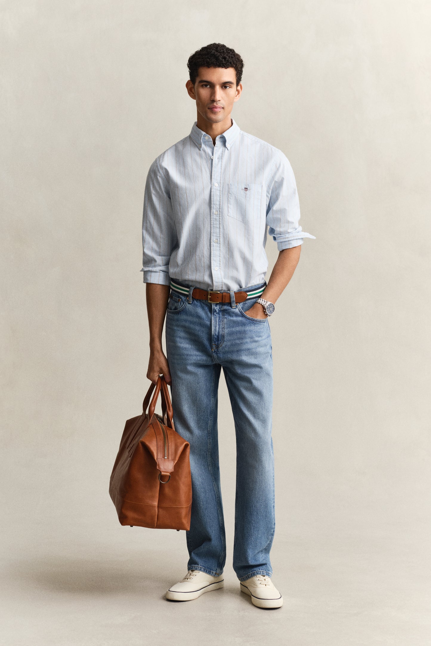 SKY BLUE, REG CLASSIC OXFORD STRIPE SHIRT BY GANT AU.