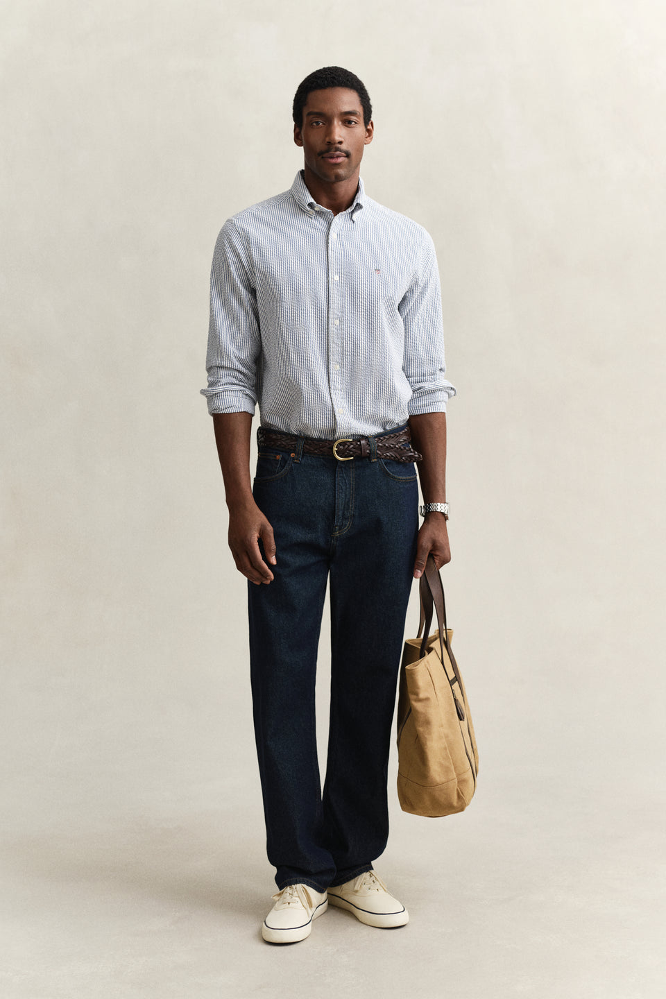 Regular Fit Striped Seersucker Shirt