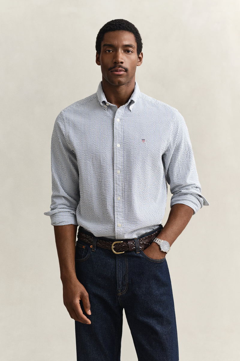 Regular Fit Striped Seersucker Shirt