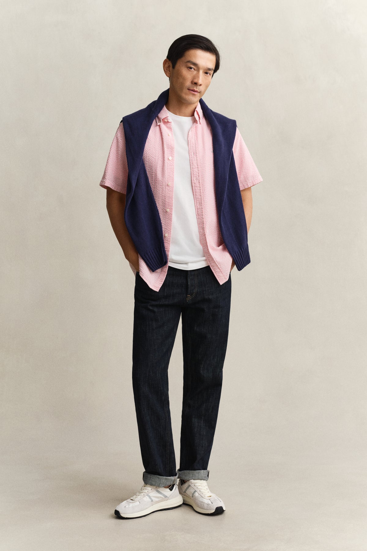 Striped Seersucker Short Sleeve Shirt