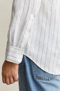 WHITE, REG LINEN STRIPE SHIRT, CLOSE-UP BY GANT AU.