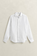 WHITE, REG LINEN STRIPE SHIRT, FLAT-LAY BY GANT AU.