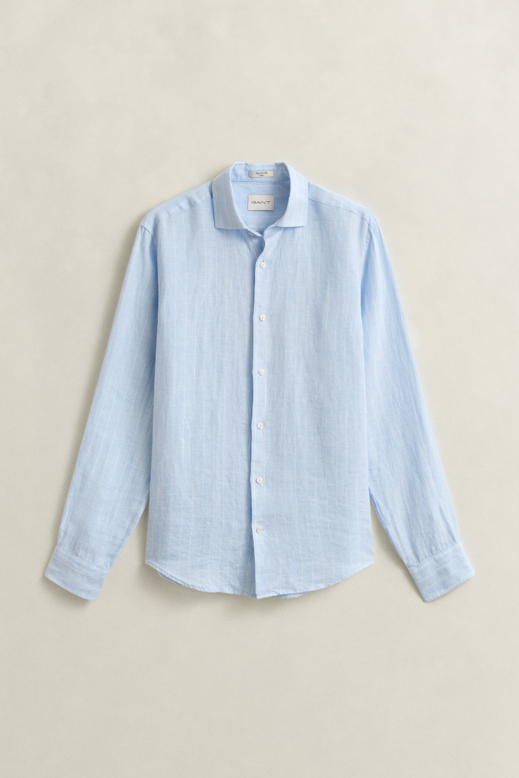 SKY BLUE, REG LINEN STRIPE SHIRT, FLAT-LAY BY GANT AU.