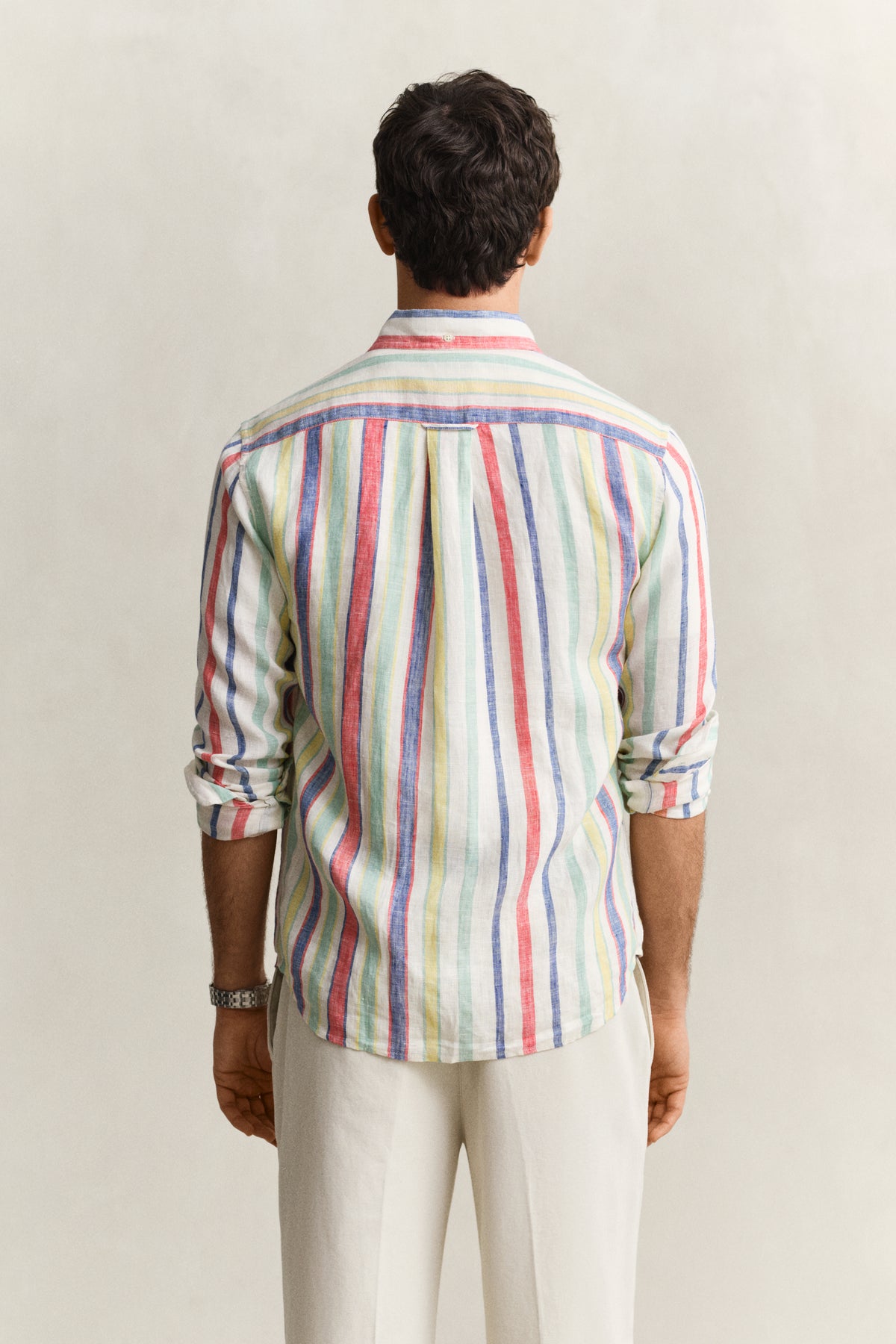 MULTICOLOR, REG MULTISTRIPE LINEN SHIRT, BACK-VIEW BY GANT AU.