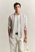 MULTICOLOR, REG MULTISTRIPE LINEN SHIRT, FRONT-VIEW BY GANT AU.