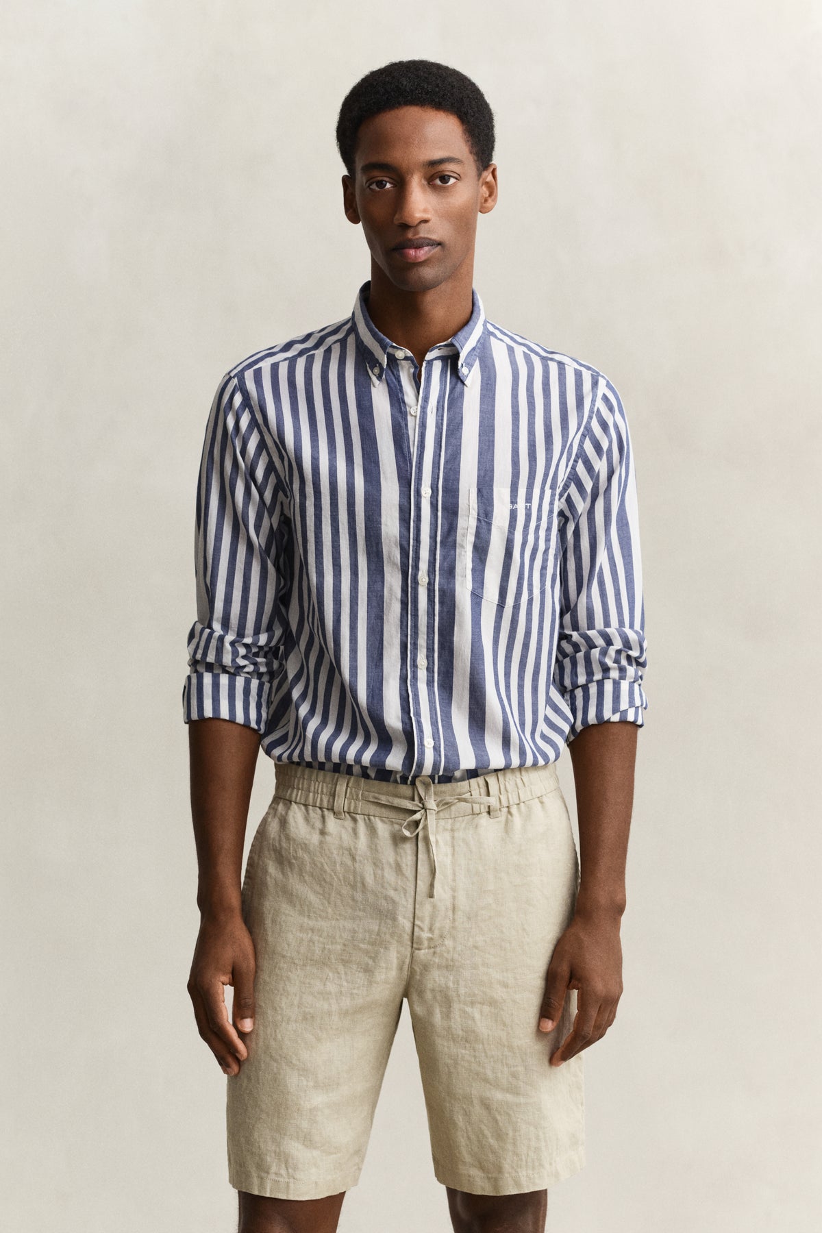 RICH NAVY, REG COTTON VOILE STRIPE SHIRT, FRONT-VIEW BY GANT AU.
