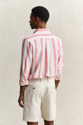 ROSE RED, REG COTTON LINEN STRIPE SHIRT, BACK-VIEW BY GANT AU.
