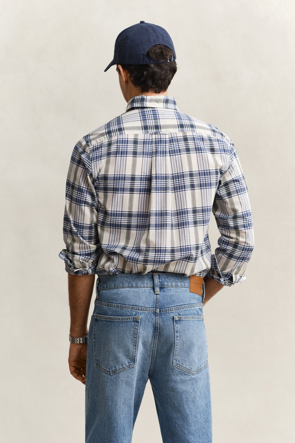 FADED DENIM, REG INDIAN MADRAS CHECK SHIRT, BACK-VIEW BY GANT AU.