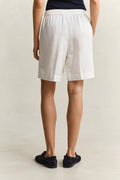 EGGSHELL, LINEN BLEND PULL ON SHORTS, BACK-VIEW BY GANT AU.