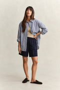 EVENING BLUE, LINEN BLEND PULL ON SHORTS BY GANT AU.