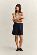 EVENING BLUE, LINEN BLEND PULL ON SHORTS, FRONT-VIEW BY GANT AU.
