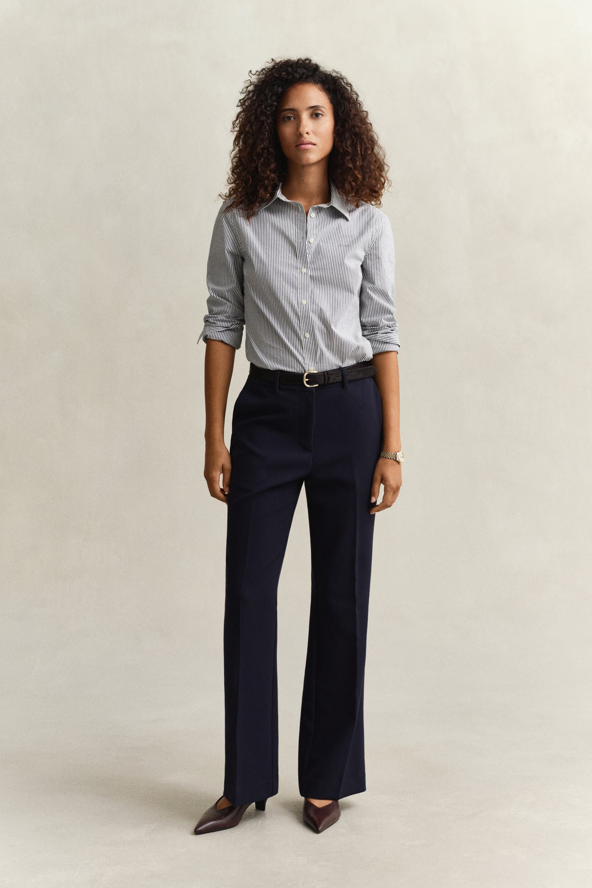EVENING BLUE, Slim Flared Slacks, FRONT-VIEW BY GANT AU.