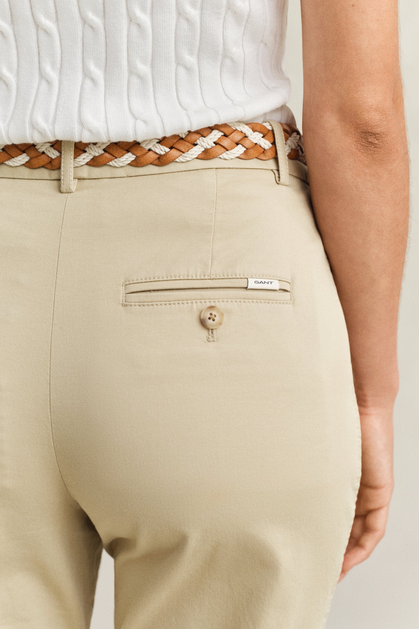 MODEL WEARING Classic Slim Chinos