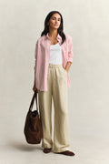 OAT BEIGE, LINEN BLEND PULL ON PANTS BY GANT AU.