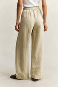 OAT BEIGE, LINEN BLEND PULL ON PANTS, BACK-VIEW BY GANT AU.