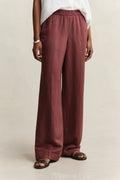 MODEL WEARING LINEN BLEND PULL ON PANTS