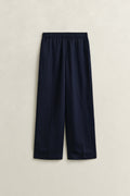 EVENING BLUE, LINEN BLEND PULL ON PANTS, FLAT-LAY BY GANT AU.