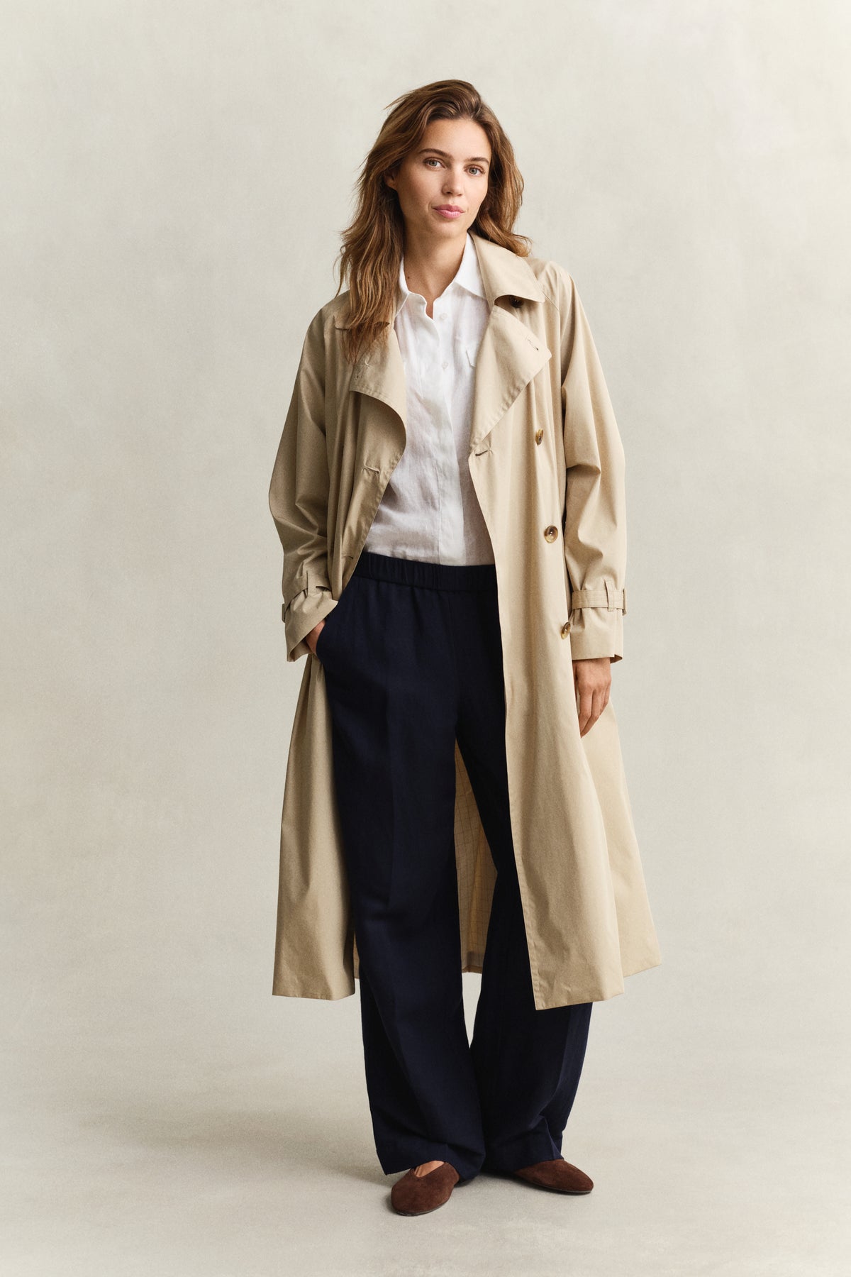 EVENING BLUE, LINEN BLEND PULL ON PANTS BY GANT AU.