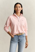APRICOT PINK, SHIELD HALF-ZIP, FRONT-VIEW BY GANT AU.