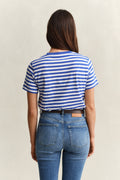 ROYAL BLUE, REG STRIPED SHIELD SS T-SHIRT, BACK-VIEW BY GANT AU.