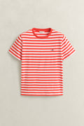 PERFECT RED, REG STRIPED SHIELD SS T-SHIRT, FLAT-LAY BY GANT AU.