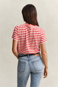 PERFECT RED, REG STRIPED SHIELD SS T-SHIRT, BACK-VIEW BY GANT AU.