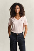 APRICOT PINK, REG SHIELD SS V-NECK T-SHIRT BY GANT AU.