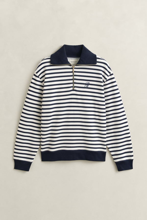 Striped Half-Zip Sweatshirt