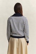 EVENING BLUE, STRIPED HALF ZIP SWEAT, BACK-VIEW BY GANT AU.