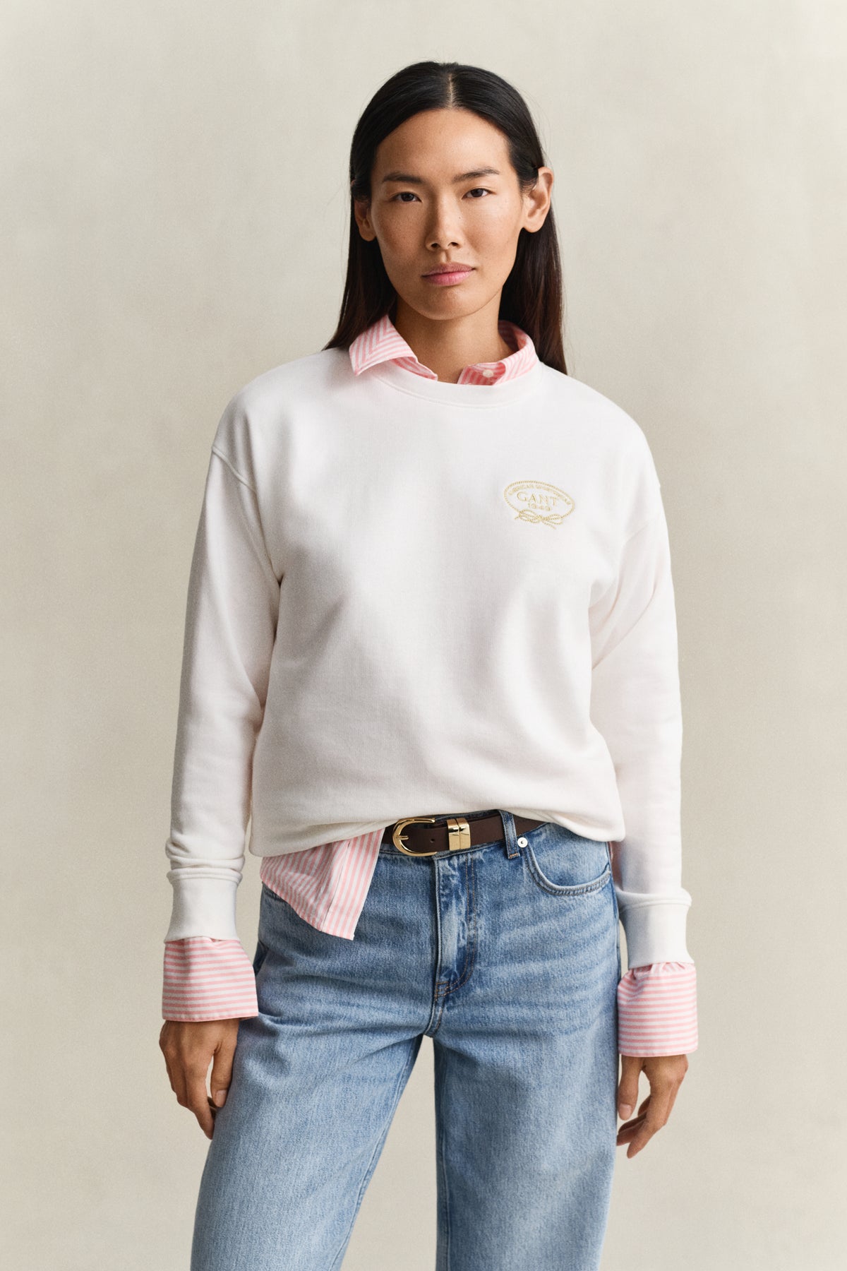 EGGSHELL, ROPE GRAPHIC C-NECK SWEAT, FRONT-VIEW BY GANT AU.
