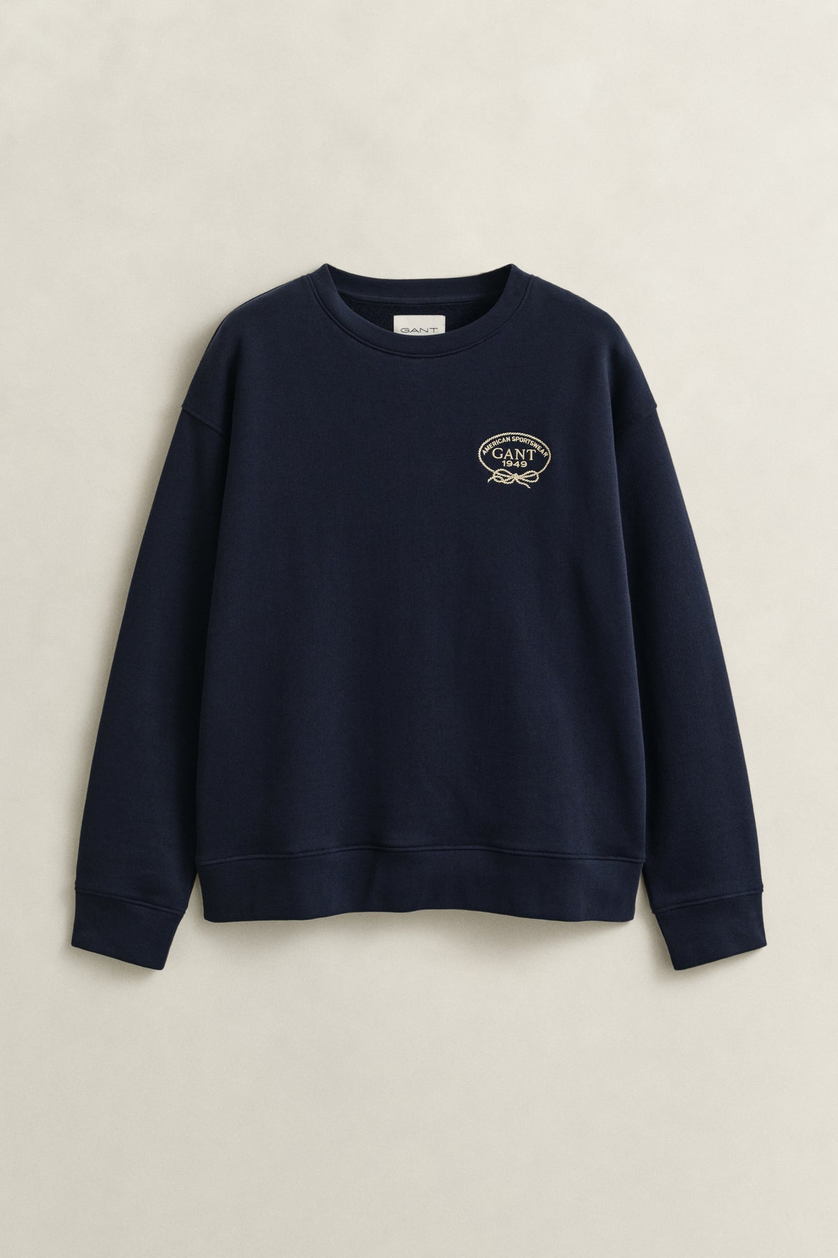 EVENING BLUE, ROPE GRAPHIC C-NECK SWEAT, FLAT-LAY BY GANT AU.