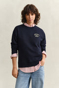 EVENING BLUE, ROPE GRAPHIC C-NECK SWEAT, FRONT-VIEW BY GANT AU.