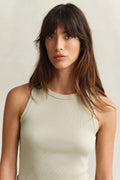 COUNTRY BEIGE, HIGH NECK RIB TANK TOP, CLOSE-UP BY GANT AU.
