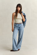 COUNTRY BEIGE, HIGH NECK RIB TANK TOP BY GANT AU.