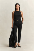 BLACK, HIGH NECK RIB TANK TOP BY GANT AU.
