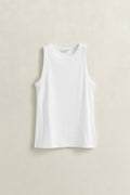 WHITE, HIGH NECK RIB TANK TOP, FLAT-LAY BY GANT AU.