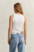 WHITE, HIGH NECK RIB TANK TOP, BACK-VIEW BY GANT AU.