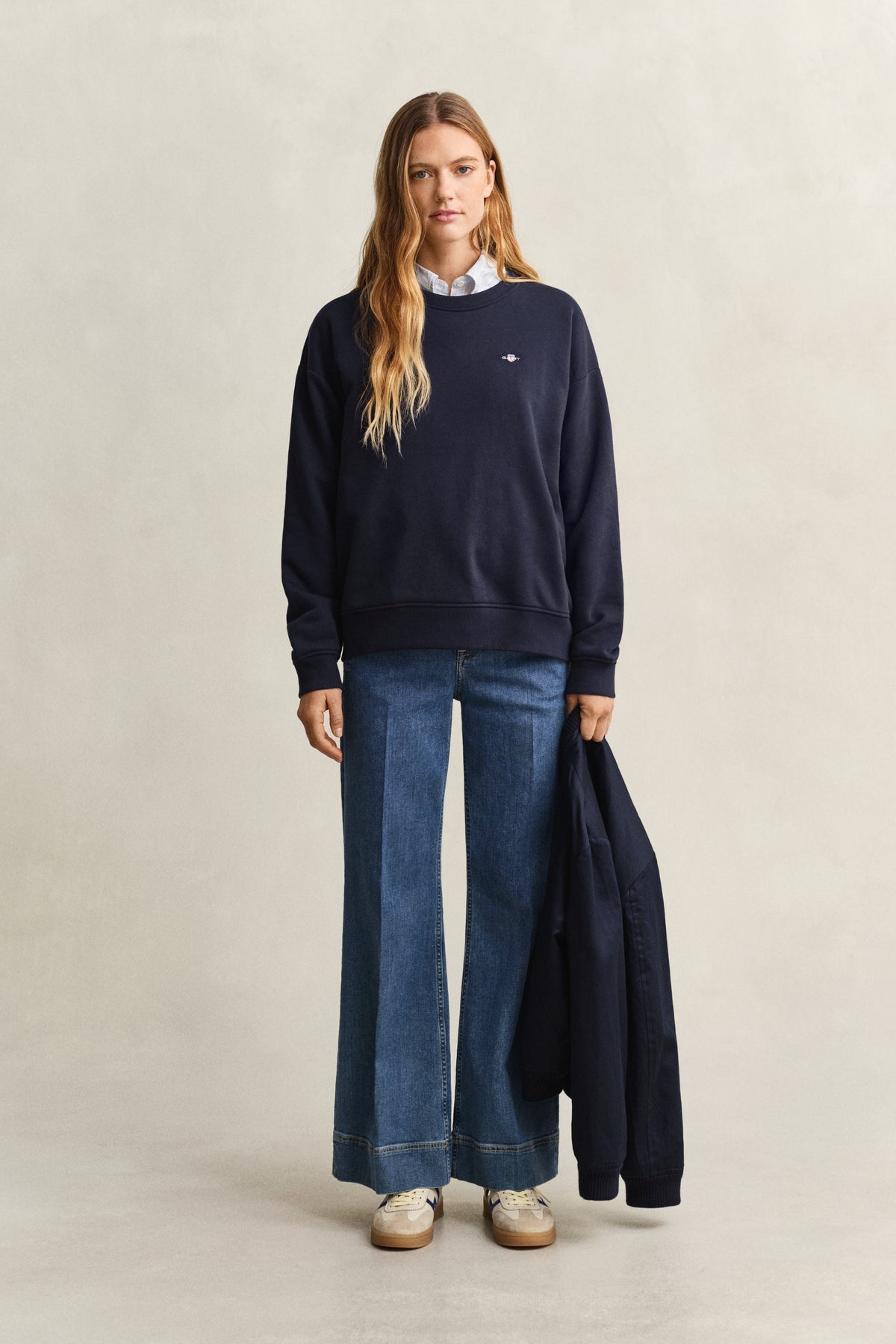 EVENING BLUE, SHIELD C-NECK SWEAT BY GANT AU.
