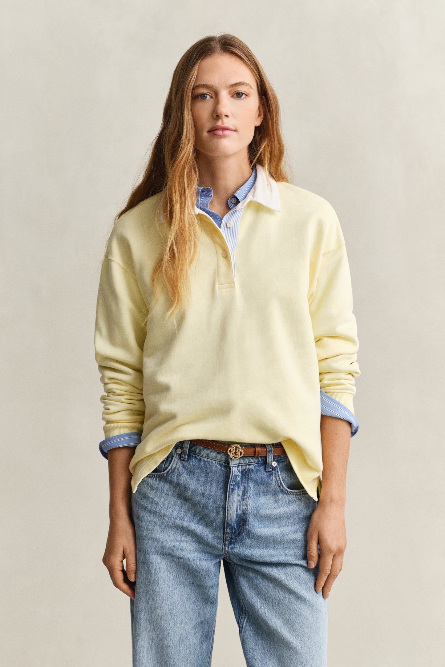 VANILLA YELLOW, RUGGER SWEATSHIRT, FRONT-VIEW BY GANT AU.