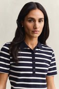 EVENING BLUE, SLIM STRIPED SS PIQUE POLO, CLOSE-UP BY GANT AU.
