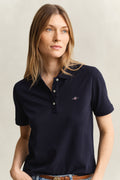 EVENING BLUE, REG SHIELD SS PIQUE POLO, CLOSE-UP BY GANT AU.