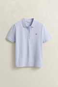 LIGHT BLUE, REG SHIELD SS PIQUE POLO, FLAT-LAY BY GANT AU.