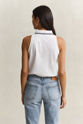 WHITE, REG SLEEVELESS PIQUE POLO, BACK-VIEW BY GANT AU.