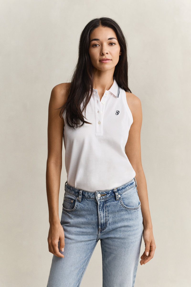 Sleeveless Piqué Polo Shirt