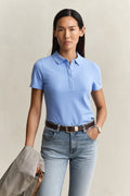 HYDRANGEA BLUE, Slim Polo Shirt, FRONT-VIEW BY GANT AU.