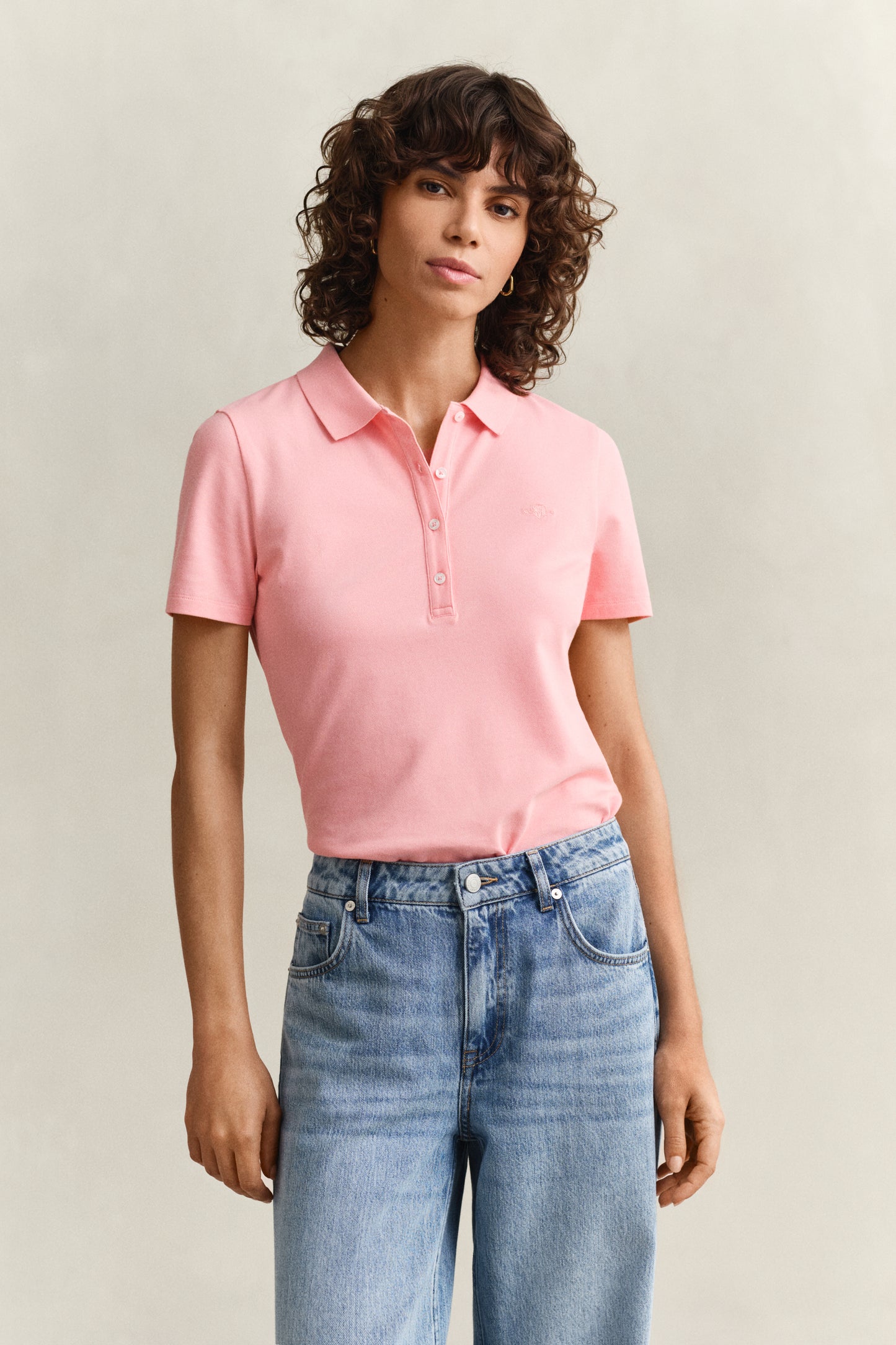 APRICOT PINK, Slim Polo Shirt, FRONT-VIEW BY GANT AU.