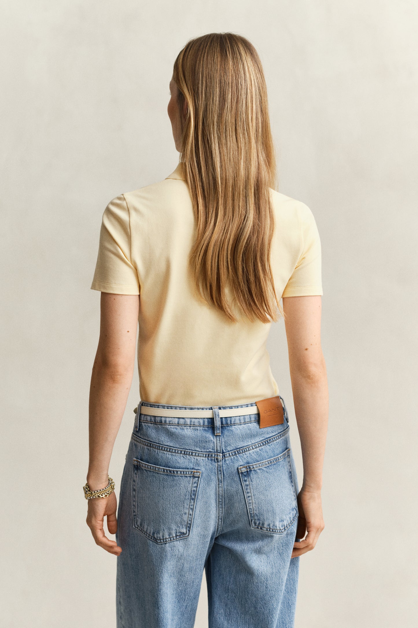 VANILLA YELLOW, Slim Polo Shirt, BACK-VIEW BY GANT AU.