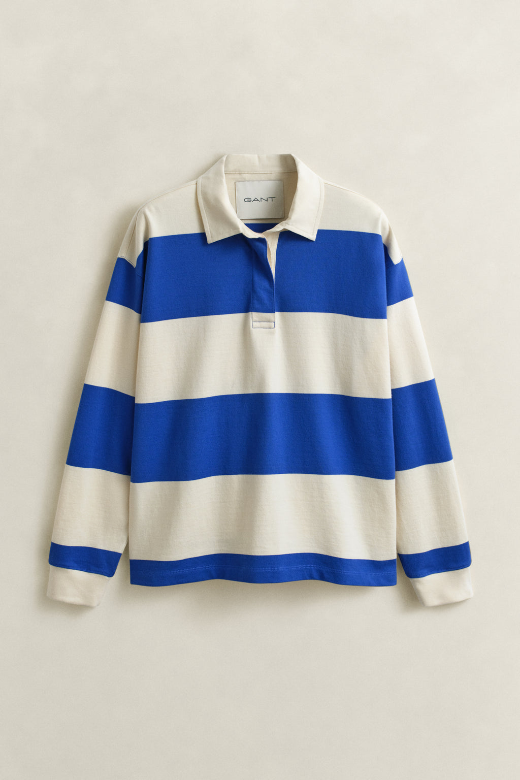 ROYAL BLUE, STRIPED COTTON HEAVY RUGGER, FLAT-LAY BY GANT AU.