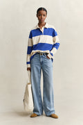 ROYAL BLUE, STRIPED COTTON HEAVY RUGGER BY GANT AU.