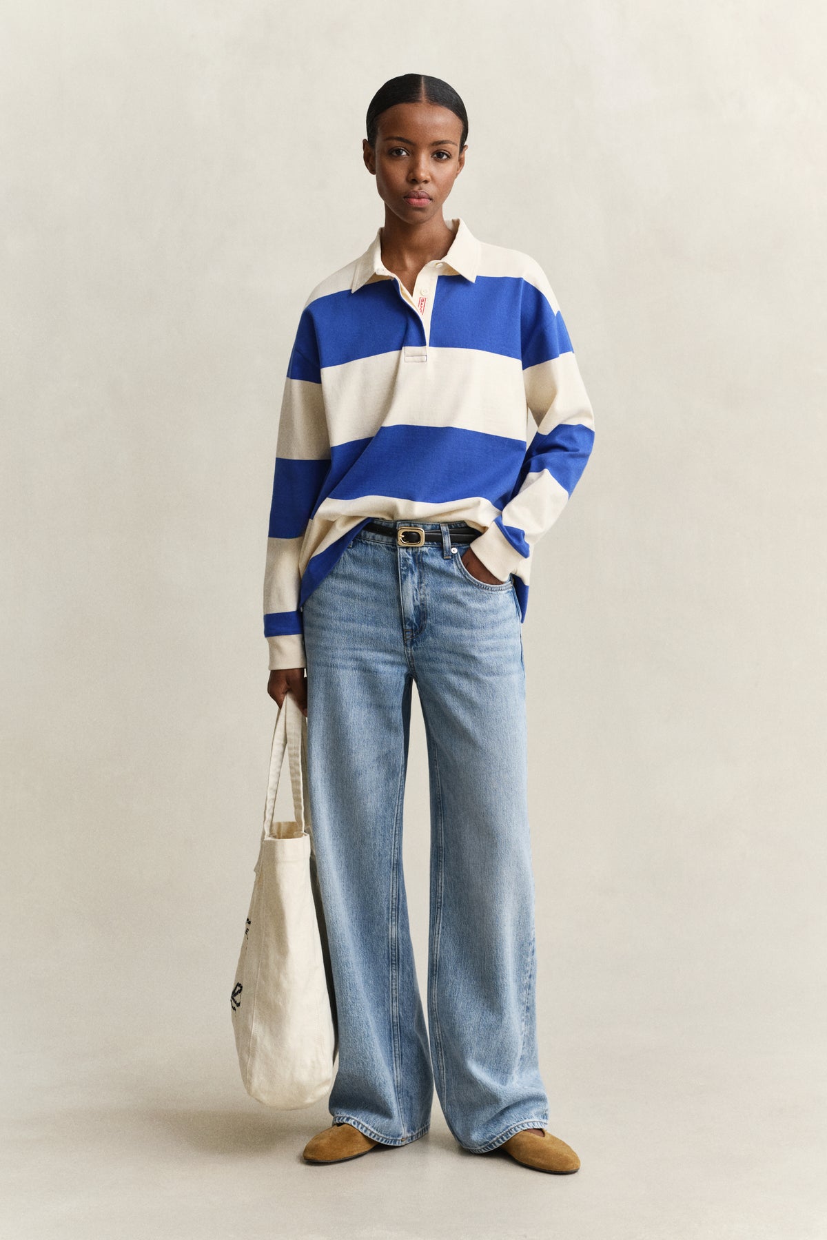 ROYAL BLUE, STRIPED COTTON HEAVY RUGGER BY GANT AU.